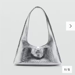 Mango silver leather stitch bag
